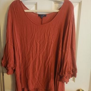 Lulus Rust Bell Sleeve Blouse